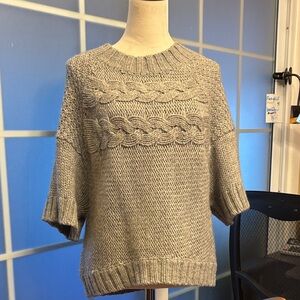 LOFT Heather Gray Cable Knit Sweater alpaca wool - Size M